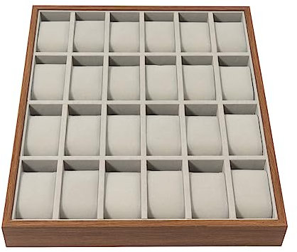Shiyinge Echtholz Slot Uhrenbox Holzuhren Box Vitrine Organizer Lagerung Display Armbanduhr Box Holzvitrine Organizer Holz Schmuck Lagerung Mit Top Glass Für die Aufbewahrung von Uhren 24-Fach