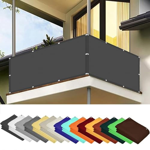 Brise-Vue pour Balcon 100 x 750 cm Éviter Les Regard Indiscret Paravent de Balcon Opaque avec Attaches de Câble et Cordons pour Patio Extérieur Clôtures, Gris Foncé