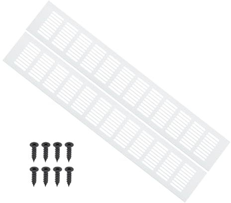 PATIKIL 20 x 3 Pulgadas Cubierta De Rejilla De Aire Para Puerta, 2 Piezas Rejilla De Ventilación De Aluminio Resistente Con Tornillos De Montaje Para Puerta De Armario O Gabinete, Plateado
