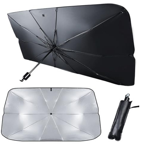 Souvik Parasol para Ventana Delantera de Coche, 150 x 80 cm, Parasol Plegable para Parabrisas, protección UV para Coche, Apto para la mayoría de vehículos (Modelo Universal)