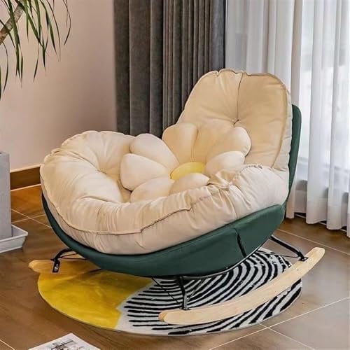 JIESOO Rocking Chair Comfy Armchair Lazy Sofa Chair Modern Upholstered Rocking Chair, Stylish Lounge Chair, Sofa Recliner, For Living Room, Bedroom(Green)
