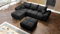 Easy4You Set Ecksofa Schwarz Plush Velvet L-Form 291 x 85 x 183 cm + Polsterhocker - Schlafsofa mit Bettkasten, Schlaffunktion und Kissen - Moderne Wohnzimmermöbel – Stoff: Plush Velvet 99