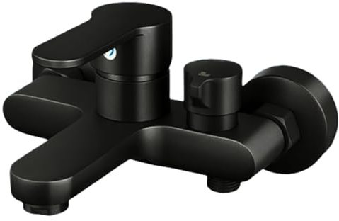 Rubinetto per vasca da bagno, miscelatore monocomando per vasca da bagno, montaggio a parete, 1/2, uscita doccia e vasca da bagno, cromato per doccia e vasca (nero)