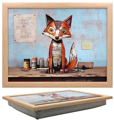 Lesser & Pavey Bug Art Scrap Fox Laptray With Bean Bag for Serving Dishes | Lovely Lap Trays for Eating on Lap for Dinner or Breatfast | Newly Designed Food Trays for Lap
