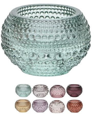 netproshop 2in1 Wende Kerzenhalter aus Glas für Tafelkerzen und Teelicht ca. 6,5 x 6,5 x H4,5 cm, Farbe:Rom