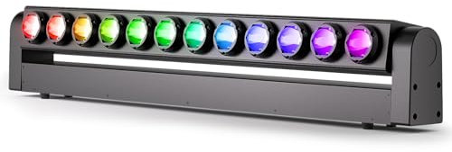 12x20W RGBW LED Cabeza Movil Haz Wallwasher Luz, d-mx512(7/11/55CH)/Control Activo de Sonido Eje Y 180° Barra de Luz Profesional para Escenario Discoteca Fiesta Concierto