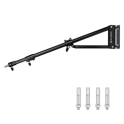 K&F CONCEPT 130CM Metal Wandmontage Ausleger Boom Arm, Heavy Duty Auslegerarm 180° Rotation Wall Mount Galgen für Fotografie Streaming Video,mit 3/8 1/4 Gewinde Universal Adapter,3-10KG Last