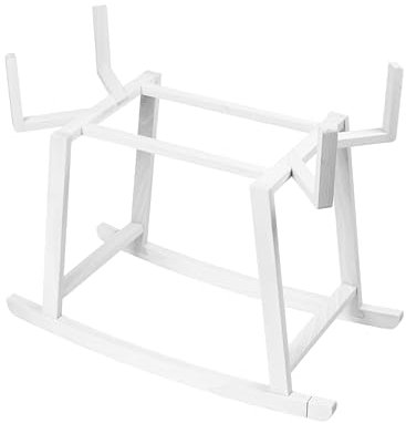 LIL'THINGS Schaukelgestell für Moseskorb – Handgefertigtes Holzgestell aus massivem Buchenholz – Wippfunktion & feststellbar - 77x37,5x65 cm - Weiß