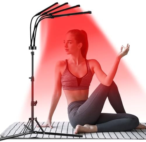 32W Red Lights, Trayvespace 660nm & 850nm Infrared Lamp with Adjustable & 10/20/30 Timer, Red & Infrared Light Lamp with Stand for Home