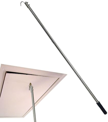 Attic Ladders Pull Down Hook, Window Pole Opener and Loft Ladder Pole with Hook, Stainless Steel Loft Hatch Poles, Attic Access Pull Rod, Multi-Section Pulls Down Stick, Garage Door Pulls Hooks