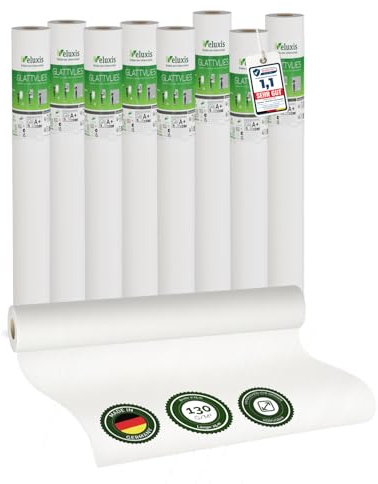 Glattvlies 8er-Set Renoviervlies Untertapete – 25,00 m × 0,75 m - 130g/m² | Weiße Vliestapete, 130 g/m²; überstreichbar, rissüberbrückend, Tapete weiß – Malervlies für Wände und als Anstrichvlies