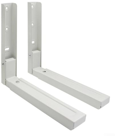Mikrowellen-Wandhalterung mit ausziehbaren Armen, robustes Stahlregal für Küche, platzsparend, Schwarz und Weiß (weiß)