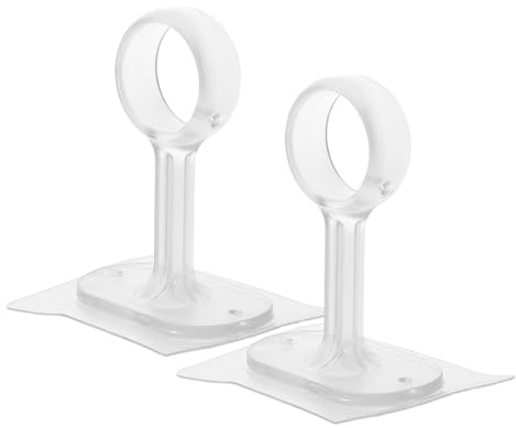 iplusmile Lot de 2 Supports Adhésifs pour Tringle à Rideaux sans Perçage Fixation Plafond Auto-Adhésive Installation sans Outil Matériau Résistant pour Décoration Intérieure Protection