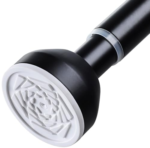 Shower Curtain Pole 197-330cm Stainless Steel Shower Curtain Rod Tension Rod for Curtains No Drill Extendable Curtain Poles Shower Curtain Rail for Bathroom Bedroom Kitchen Wardrobe No Drilling, Black