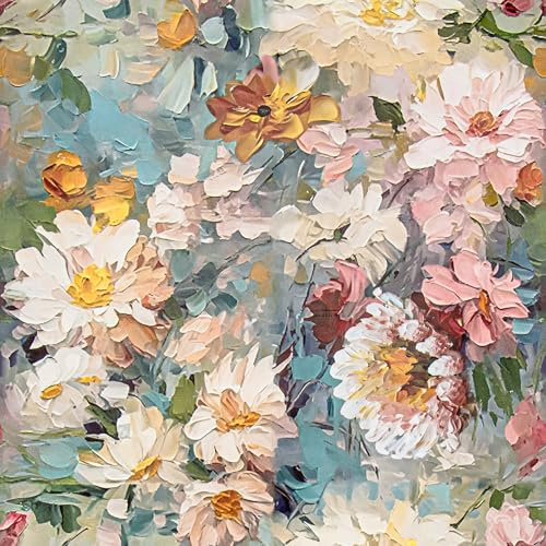 ANBILILA Selbstklebende Tapete, Vintage Blumen Ölgemälde Victoria Stil Abziehen und Aufkleben Kontaktpapier, 44x500CM Retro Floral Nahtlose Patchwork Abziehbare Tapete Dekofolie für Wandtattoo