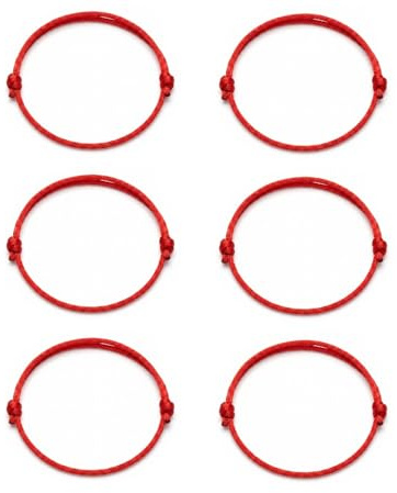 RAVNIX 6 Braccialetti Rossi Kabbalah Portafortuna Regolabili per Uomo Donna Bambino | Filo Rosso di Protezione, Energia Positiva e Stile Minimalista, Idea Regalo