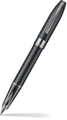 Sheaffer Legacy Chevron 9066 Fountain Pen, Matte Black with PVD Gunmetal Inlaid Nib and Trim, Fine Nib, Gift Boxed