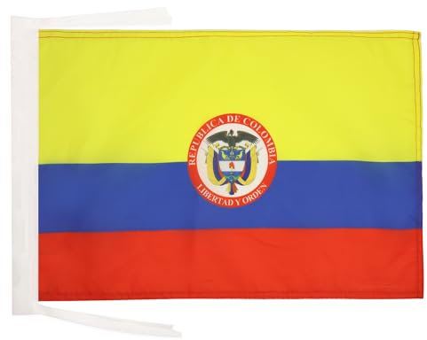 AZ FLAG - Flagge Kolumbien Mit Waffen - 45x30 cm Mit Kordel - Kolumbianische Fahne 30 x 45 Cm - Flaggen