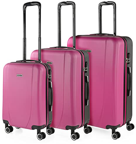 ITACA - Valises. Lot de Valise Rigides 4 roulettes - Valise Grande Taille, Valise soute Avion, Bagages pour Voyages.Ensemble Valise Voyage. Verrouillage à Combinaison, Fuchsia/Anthracite