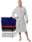 Twinzen Bademantel Herren - L - Grau - 100% Baumwolle (350g/m²) Oeko-TEX® Zertifiziert - Bademantel mit Kapuze, 2 Taschen, Gürtel