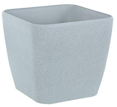 Azuma Square Plant Pot With Sandstone Effect Plastic Garden Home Gardening Planter - Grey 40cm