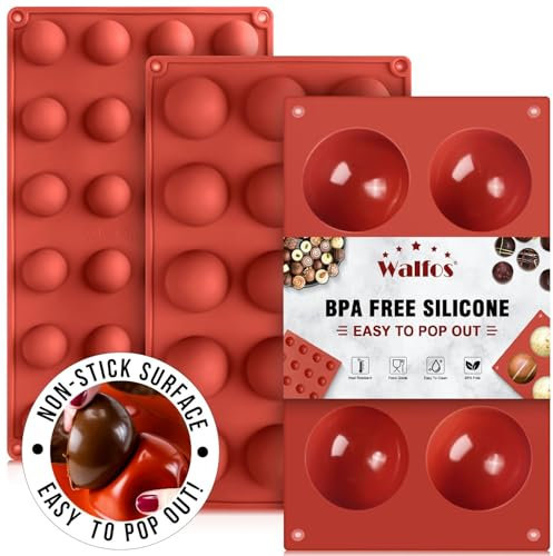 Walfos Bonbon- & Schokoladenformen, Hemisphere Halbkugel-Silikonform, 3 Packungen Backform zur Herstellung von Schokolade, Kuchen, Gelee, Dome-Mousse