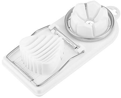 2-in-1 Egg Slicer Cutter, Multifunctional Stainless Steel Boiled Egg Dicer and Slicer Chopper, Egg Fruit and Vegetable Slicer Tool (White)
