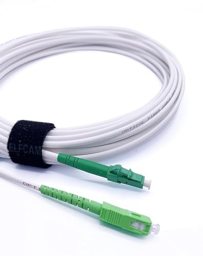 Elfcam® - 7m LWL Glasfaser-Kabel Simplex LC/APC zu SC/APC Stecker, 9/125μm OS2 Patchkabel, FTTH Lichtwellenleiter, Weiß (7M)