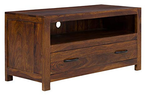 Woodkings® TV Bank Palison, Lowboard aus massiv Holz Palisander braun, TV Möbel, Fernsehbank 100 cm