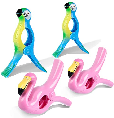 Beach Towel Clips, Sopito 4pcs Towel Clips for Sun Loungers Large Strong Laundry Clip Clothes Pegs Plastic for Sunbeds, Sun Loungers, Pool Chair