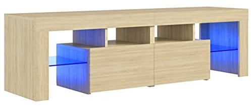 vidaXL TV-Schrank mit LED-Beleuchtung TV Möbel Fernsehtisch Wohnzimmermöbel Lowboard TV Ständer Mediamöbel Fernsehschrank Sonoma-Eiche 140x36,5x40cm