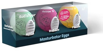 Satisfyer Masturbator Egg | Sex-Spielzeug für Männer | Realistisches Gefühl | Flexibel geformte Strukturen für ultimatives Vergnügen | Hydroaktives TPE | Kein Gleitgel nötig | Taschenmuschi 3er Set
