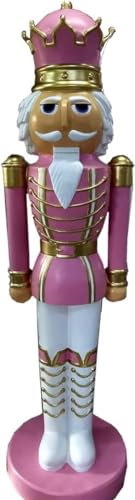 Casa Padrino Deko XXL Skulptur Nußknacker Rosa/Weiß/Gold mit Uniform Lebensgross 200 cm - Weihnachten Weihnachtsdeko Kaufhausdeko Schloss Deko Barock