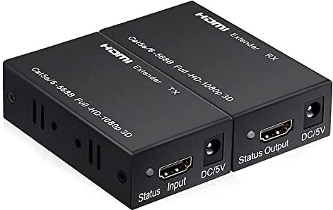 Terryshop74 HDMI Extender 60 mètres, HDMI Émetteur et Récepteur, HDMI vers Ethernet, HDMI vers RJ45 unique Cat5e/6/7 Ethernet Câble, prend en charge 3D, 1080P, EDID, HDCP