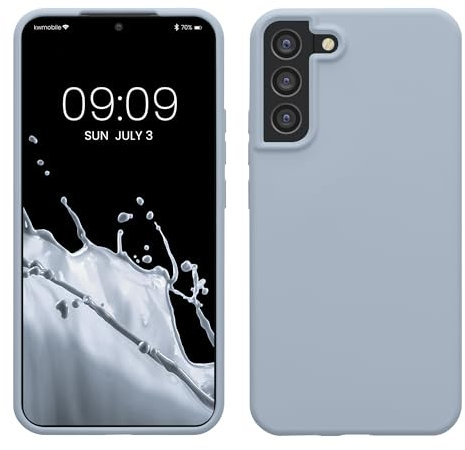 kwmobile Hülle kompatibel mit Samsung Galaxy S22 Plus Hülle - Silikon Handy Case - Handyhülle weiche Oberfläche - kabelloses Laden - Hellblau matt
