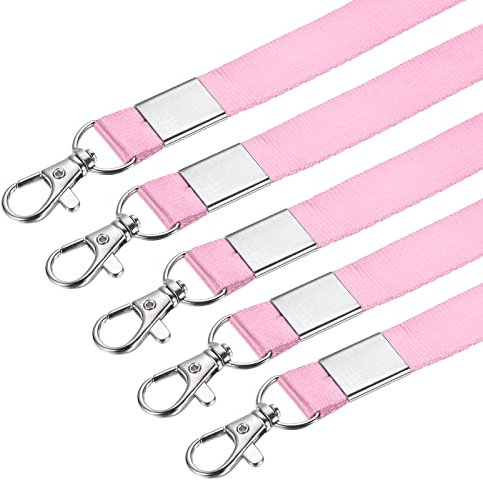 sourcing map 10er Pack Schlüsselband Flache Trageband Drehring Klammer für ID Karte Rosa