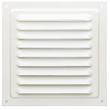 Rejilla de ventilación metálica de 15 x 15 cm, rejilla de ventilación con red de insectos, 15 x 15 cm, color blanco