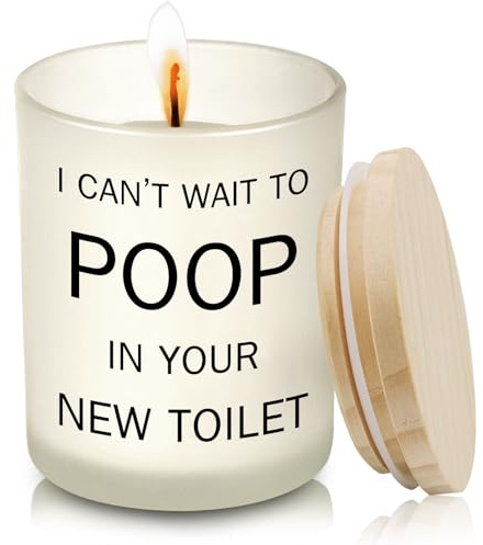 KISSHAKE Orchideen-Duftkerze, 200 ml, humorvolle Duftkerze I Can't Wait to Poop in Your New Toilet, Einweihungsgeschenk, sauberes Brennen, 45 Stunden Brenndauer