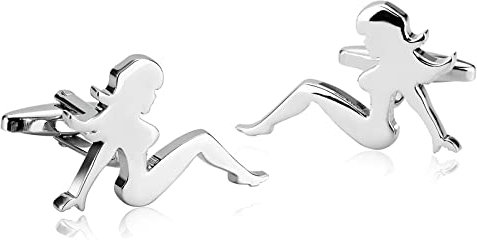 Manschettenknöpfe Herren Hochzeit Silber, Manschettenknöpfe Witzig Edelstahl Silber Meerjungfrau für Männer Kostenlose Gravur mit Schmuck Box