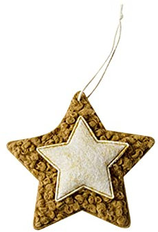 TianWlio Decorazione natalizia per albero di Natale, ciondolo a forma di stella a cinque punte, piccolo accessorio, bambola di peluche di Natale, rete secca (bianco, taglia unica)