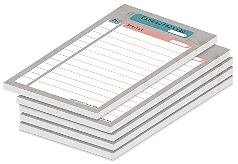 PRICARO Einkaufsliste Register, magnetisch, A6, 50 Blatt, 5 Stück