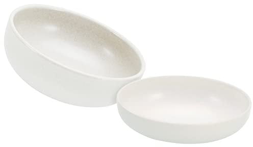 CreaTable, 30003, Serie Uno Offwhite - Salatset, 2-teiliges Geschirrset, Salatset aus Steinzeug, spülmaschinen- und mikrowellengeeignet, Made in Portugal