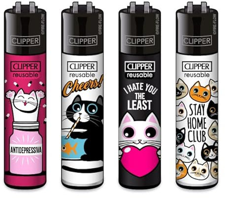 Clipper Feuerzeug 4er Set: (Katzen 2)
