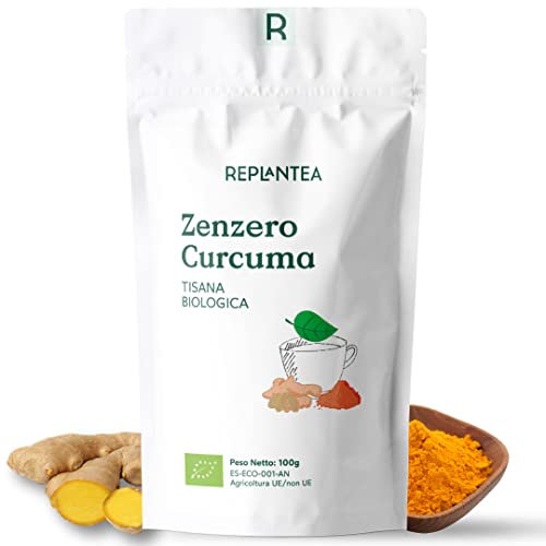Ginger Turmeric Tea Organic 100g (50 Cups) | Intense Flavour 98% Ginger, 1% Turmeric and Cardamom REPLANTEA