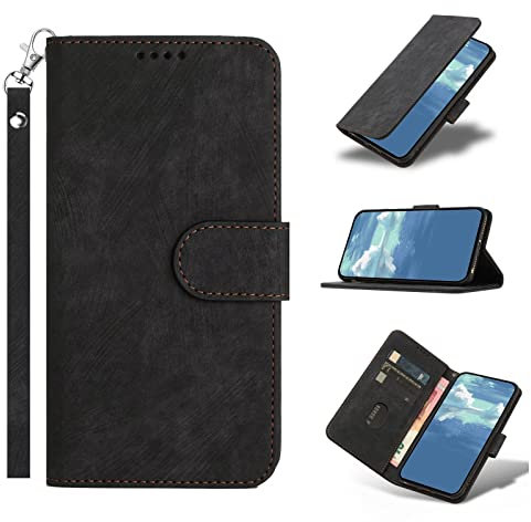ESONG Cover per Huawei P30 lite,PU Pelle Premium Portafoglio Flip Libro Case Magnetica Antiurto Custodia con [Slot per Schede] [Kickstand]-Nero