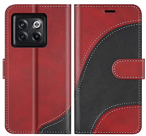 BoxTii Coque pour OnePlus 10T 5G, Portefeuille Etui en Cuir PU, Magnétique Protection Housse Coque pour OnePlus 10T 5G, Rouge