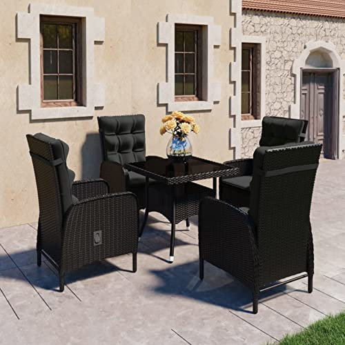 Festnight Rattan Gartenmöbel Set 4 Stühle mit Tisch Gartentisch mit Stühlen Set Sitzgruppe Garten Essgruppe 4 Personen Wetterfest Sitzgarnitur Gartengarnitur Polyrattan Gartensessel