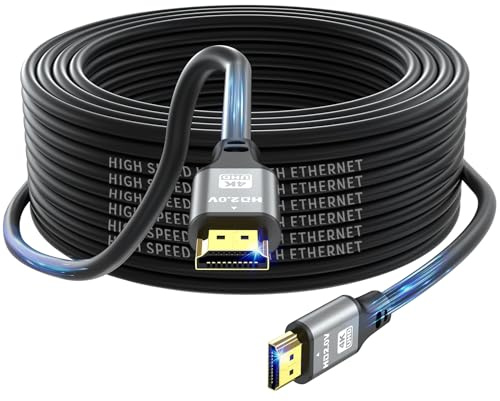 jojobnj HDMI Cable 30ft, 4K@60Hz, 18Gbps High Speed HDMI 2.0 Cord, Ultra HD,Ethernet Audio Return,Video 4K,1080p,3D,Arc, HDR Compatible with Xbox,PS5/PS4,HDTV,Laptop ect(Silver)