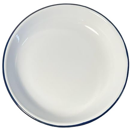 Thorness 18CM White Enamel Dinner Plate | Pasta and Rice Plate | Enamel Plate | Single Plate | Traditional Dinner Plate | Kitchen Plate for pies, Sides and Dinner