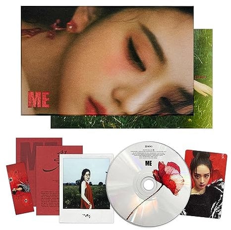 JISOO OF BLACKPINK - First Single Album [ME] (Red Ver.) Photobook + CD + Selfie Photocard + Polaroid + Lyrics Paper + Bookmark + 2 Extra Photocards